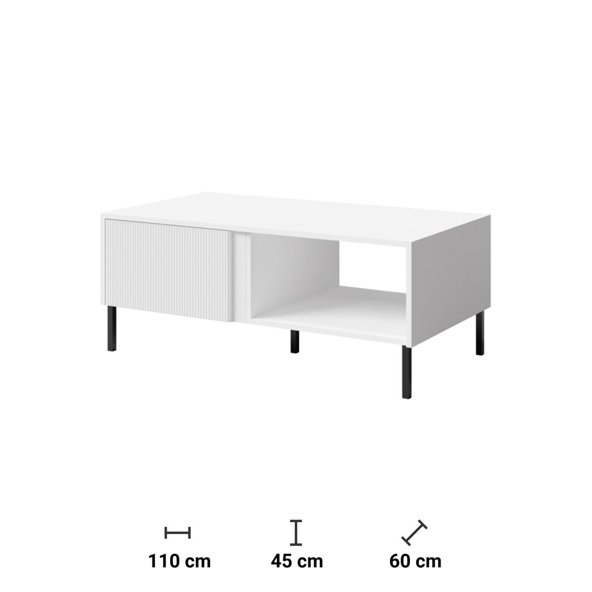 Stolik kawowy Mia 110 cm prostokątny biały nr. 2