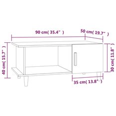 Stolik kawowy 90x50x40 cm prostokątny z półką i zamykaną szafką przydymiony dąb do salonu - Miniaturka zdjęcia nr 9