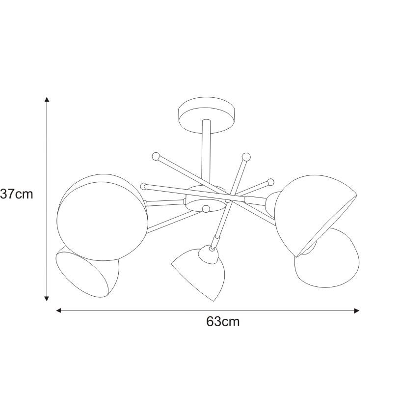 Lampa sufitowa K-JSL-1286/5-2 HORNET 63x37x63 cm do sypialni lub pokoju chrom nr. 3