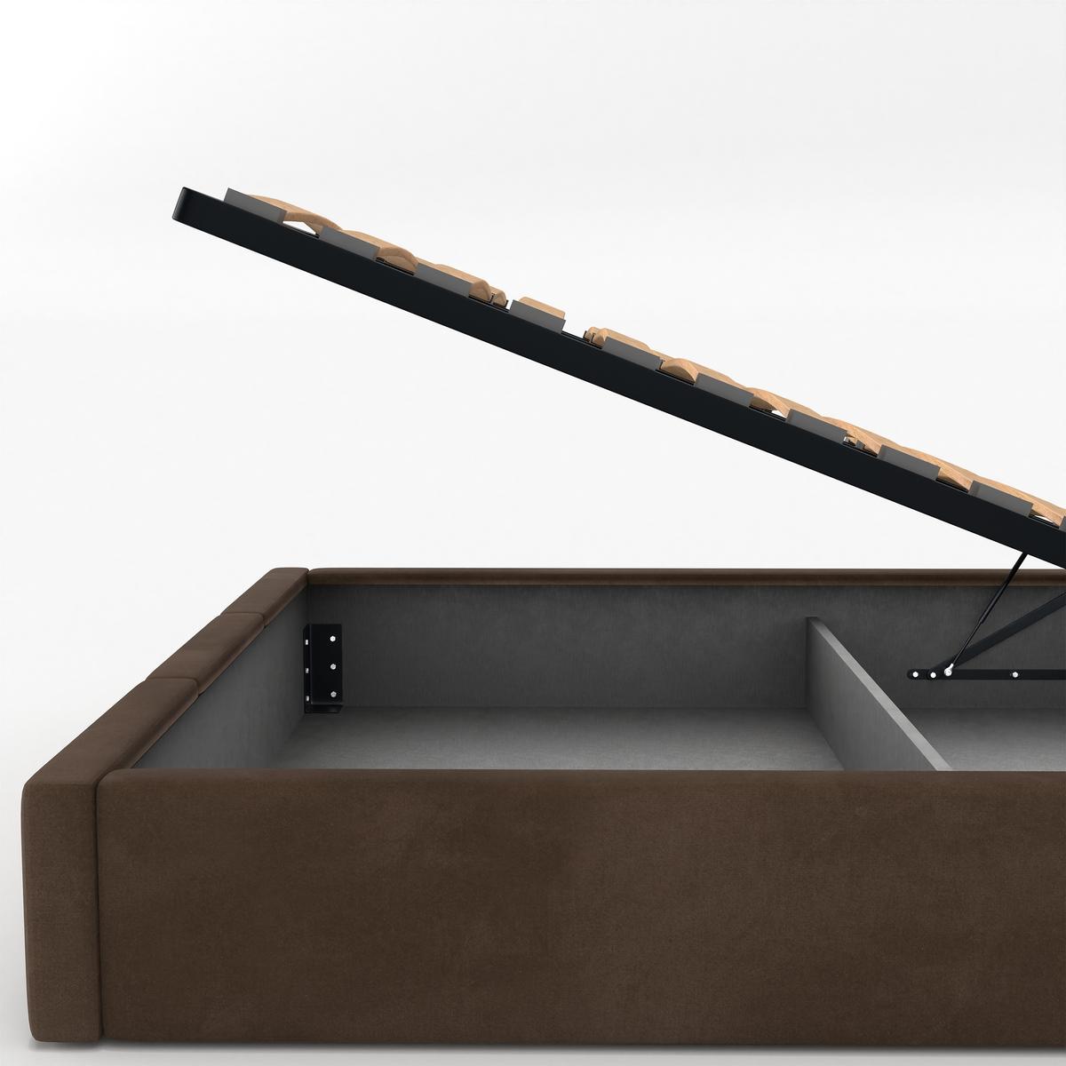 Łóżko Pojedyncze 90x200cm łóżko tapicerowane z pojemnikiem brązowe do sypialni wezgłowie 100 cm nr. 10