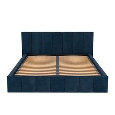 Łóżko tapicerowane 140x200 premium z pojemnikiem do sypialni granatowe wezgłowie 107 cm - Miniaturka zdjęcia nr 16