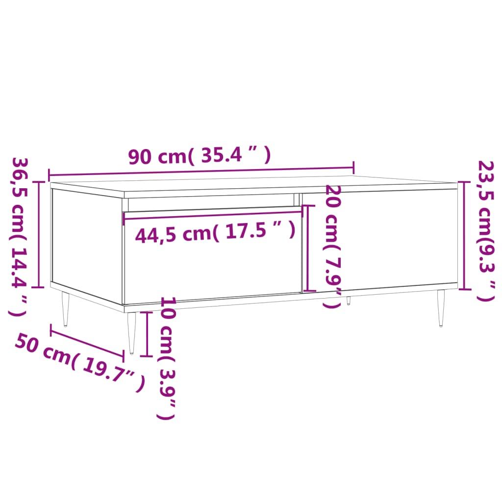 Stolik kawowy 90x50x36,5 cm z praktyczną szufladą biały do salonu nr. 11