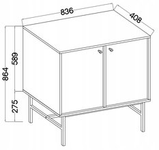 Komoda AVILA 83 cm z drzwiami metalowy stelaż złote nogi czarny mat  - Miniaturka zdjęcia nr 3