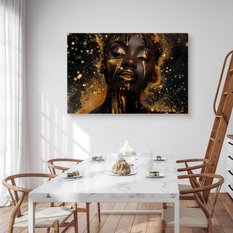 Obraz Na Płótnie Kobieta W Złotym Pyle Abstrakcja 120x80 Czarne Tło - Miniaturka zdjęcia nr 4