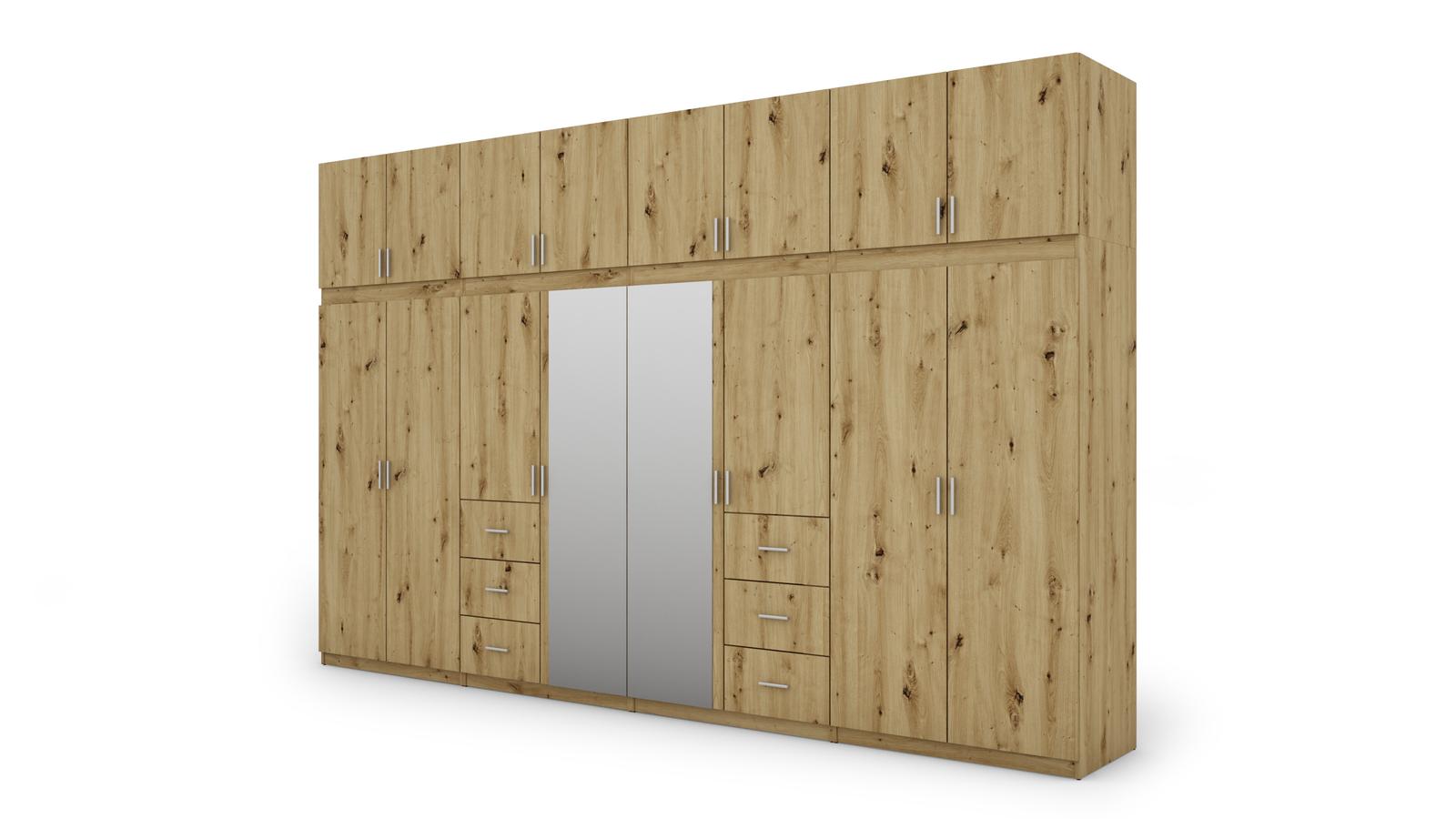 Szafa otwierana 380x57x240 cm do sypialni garderoby dąb artisan z 2 lustrami nr. 7