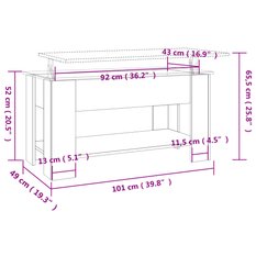 Stolik kawowy 101x49x52 cm z praktyczną półką w kolorze brązowego dębu do salonu - Miniaturka zdjęcia nr 9