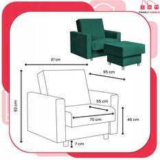 Fotel rozkładany z podnóżkiem Alicja Family Meble - Miniaturka zdjęcia nr 8
