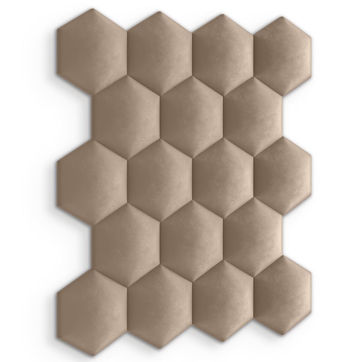 Panele tapicerowane 26x30 cm na ścianę hexagon beżowy nr. 3