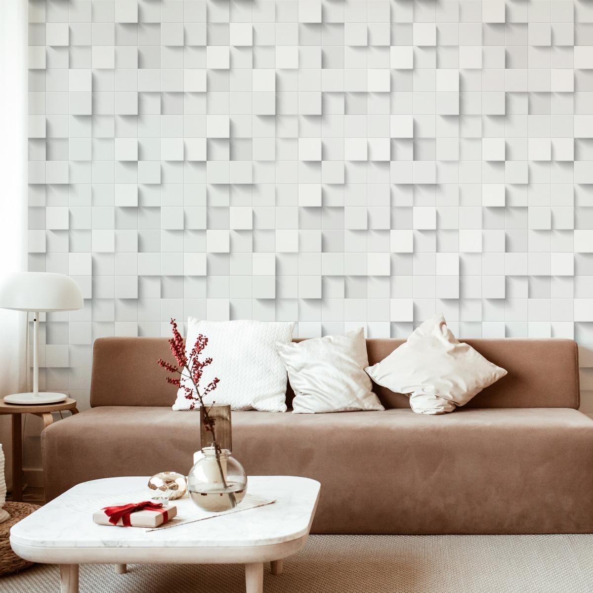 Tapeta, Kwadraty, Geometryczne wzory 3D, dekor do Salonu nr. 5