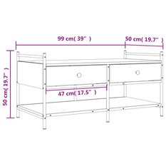 Stolik kawowy 99x50x50 cm z pojemnymi dwoma szufladami przydymiony dąb do salonu - Miniaturka zdjęcia nr 11