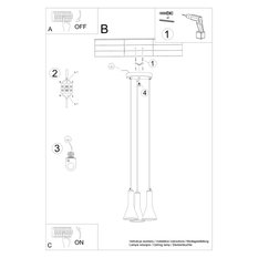 Lampa wisząca REA 3P beton 115x27x27cm nowoczesna E14 do salonu - Miniaturka zdjęcia nr 6