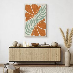 Obraz Do Salonu Pomarańczowe Kwiaty Liście Styl Boho Natura 80x120cm - Miniaturka zdjęcia nr 7