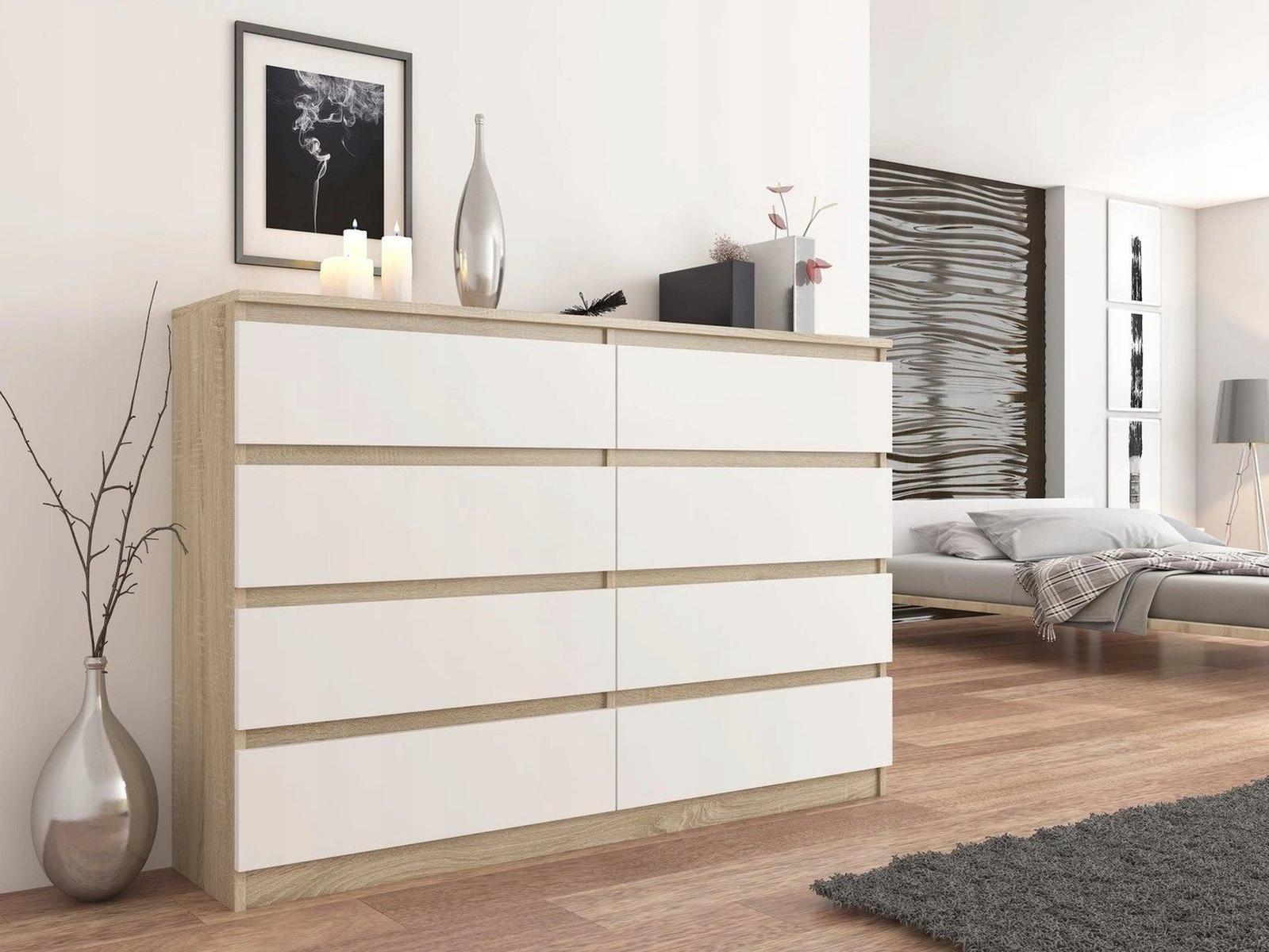 Komoda MODERN 120x40 cm sonoma mix z szufladami dwa rzędy do biura sypialni lub salonu  nr. 2