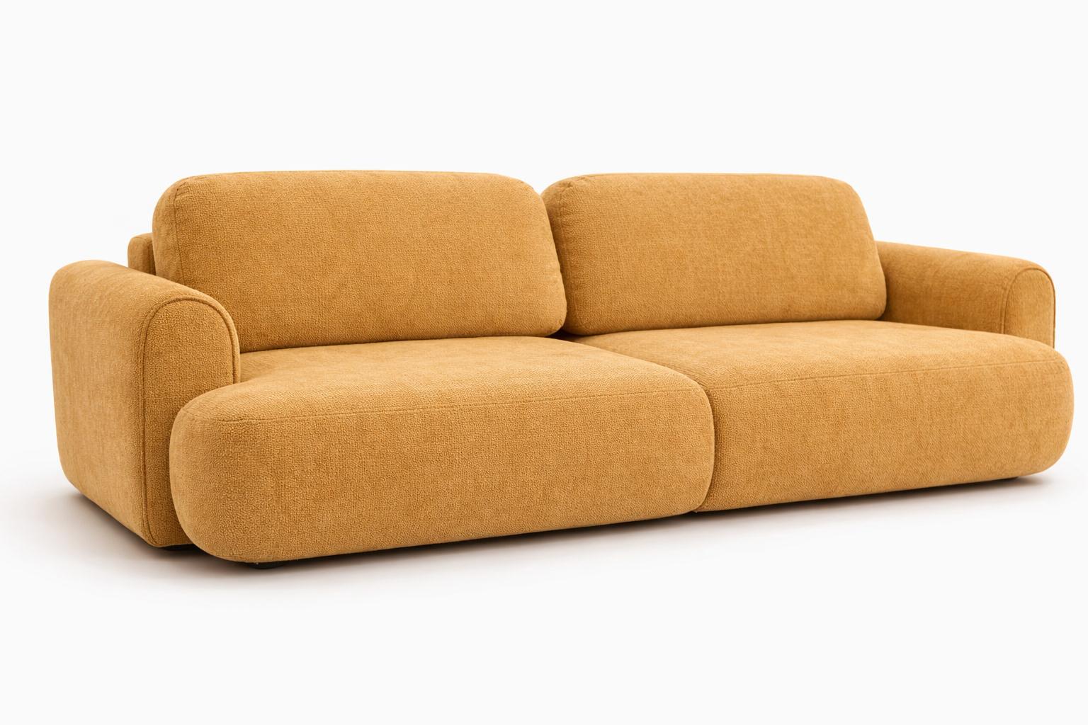 Kanapa z funkcją spania ITALY 250x100x82 cm FLOW 13 trzyosobowa sofa rozkładana musztardowy