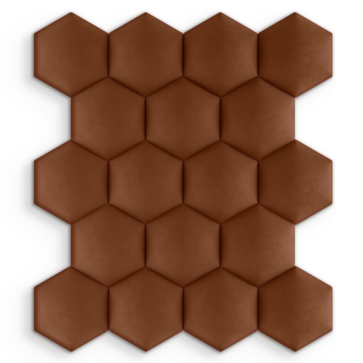 Panele tapicerowane 35x40 cm hexagon na ścianę miodowy nr. 4