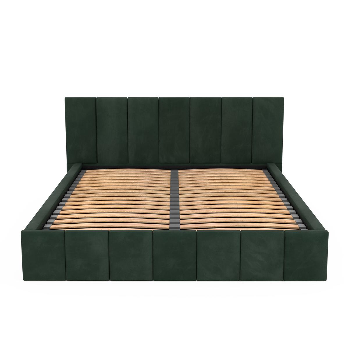 Łóżko tapicerowane 140x200 premium z pojemnikiem do sypialni butelkowa zieleń wezgłowie 107 cm nr. 16