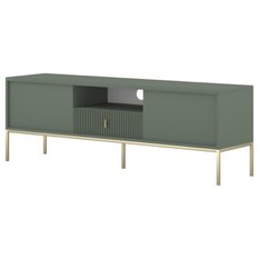 Szafka rtv Maggiore 154 cm zielony do salonu smoke green złoty - Miniaturka zdjęcia nr 3