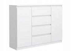 Komoda 120 cm MARTUSIA 101x120x39 cm z 2 drzwiami i 4 szufladami biała do salonu i sypialni pojemna - Miniaturka zdjęcia nr 5