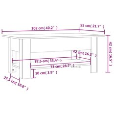 Stolik kawowy 102x55x42 cm z dolną półką czarny do salonu - Miniaturka zdjęcia nr 7