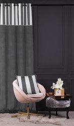 Zasłona CHIC STRIPE 140x270 cm szara welwetowa na przelotkach  - Miniaturka zdjęcia nr 3