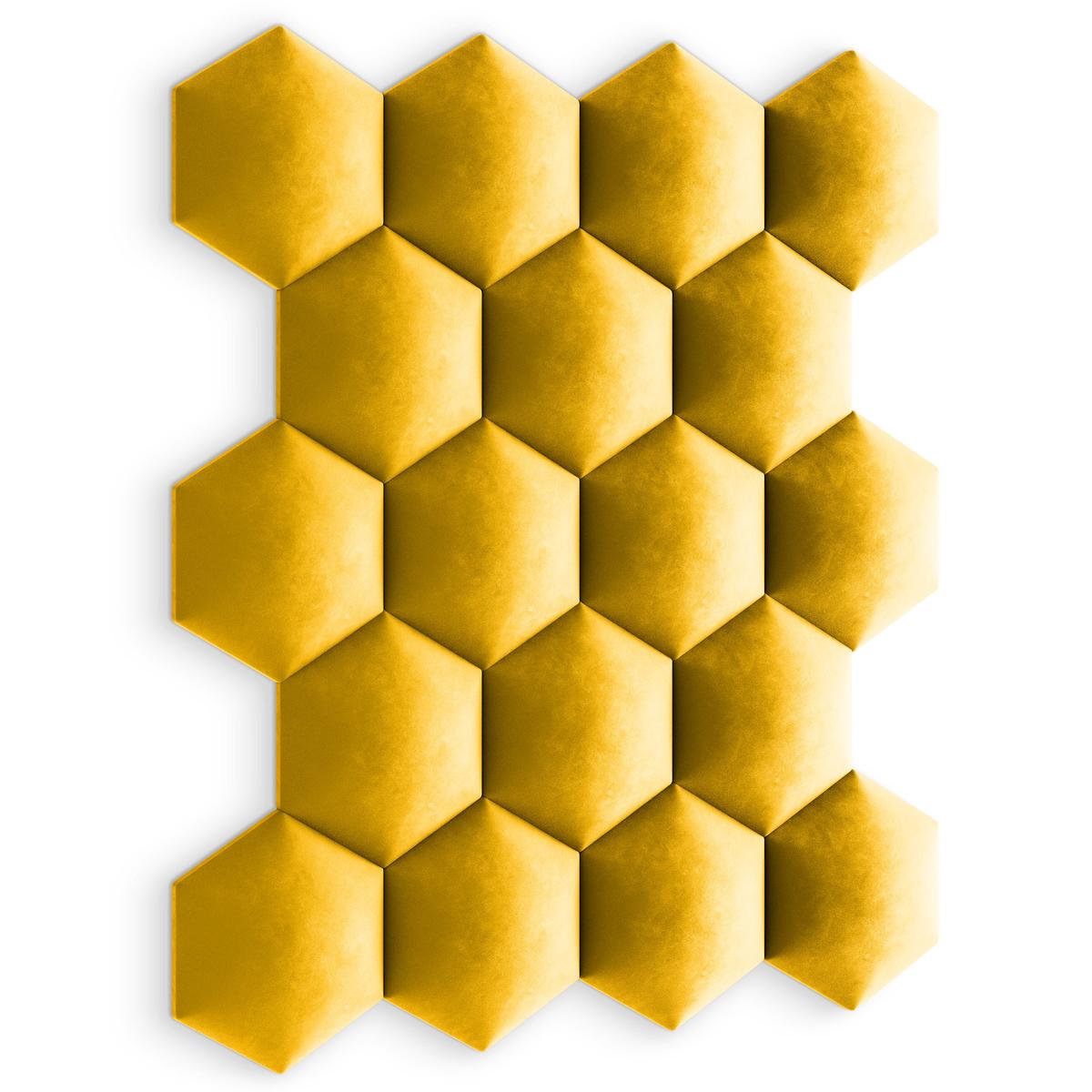 Panele tapicerowane  26x30 cm hexagon magic velvet żółty nr. 6