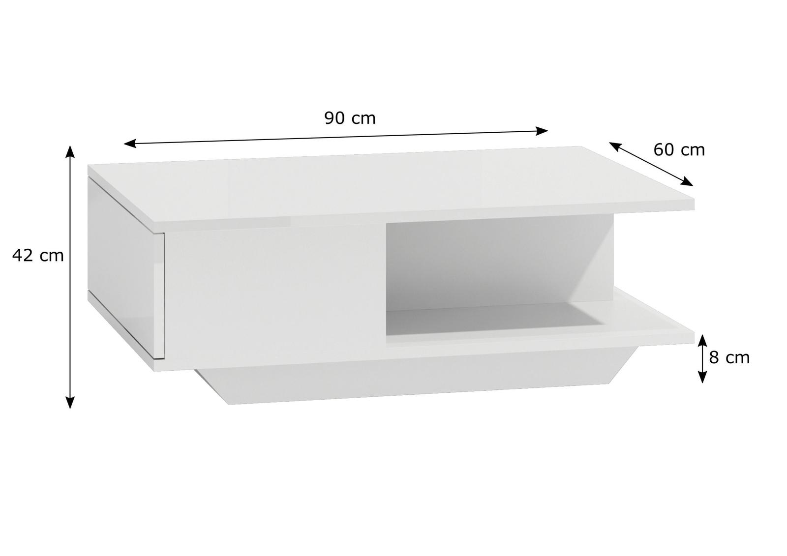 Stolik kawowy ława DENVER 60x90x42 cm elegancki biały do salonu nr. 2