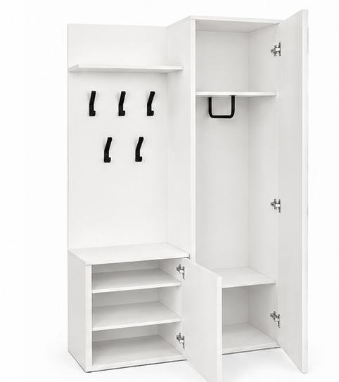 Garderoba do przedpokoju DUO 180x95x35 cm z lustrem wieszakami szafka na buty biały, prawa nr. 4