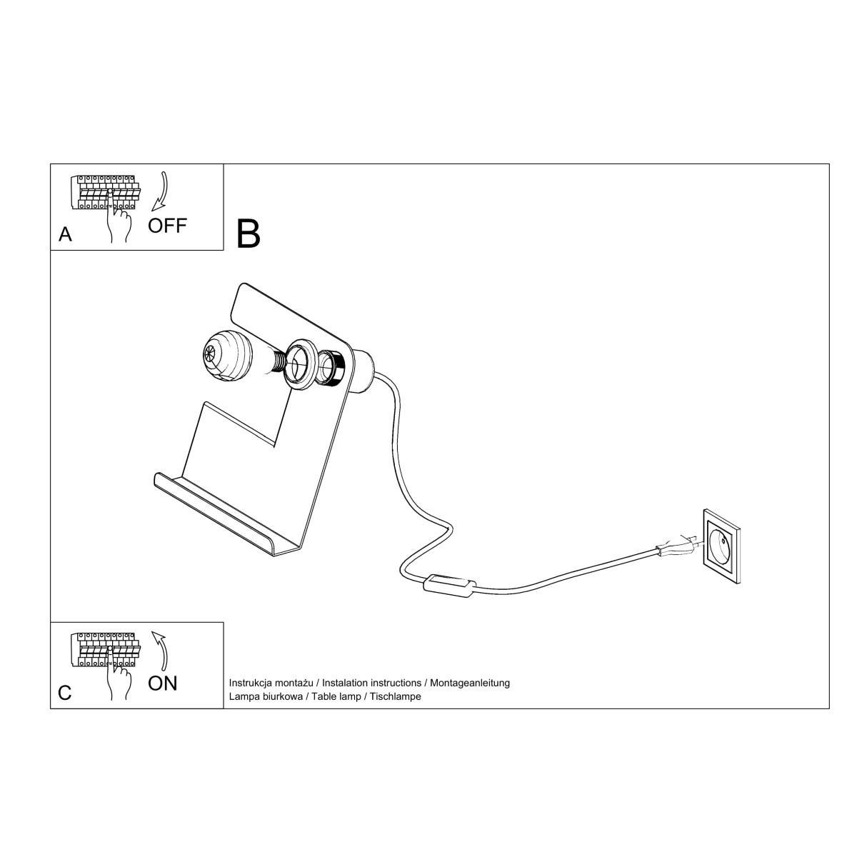 Lampa biurkowa INCLINE 24x13x25 cm nowoczesna lampka biurkowa E27 czarna do biura pokoju nr. 5