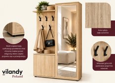 Garderoba do przedpokoju DUO 180x95x35 cm z lustrem wieszakami szafka na buty dąb sonoma prawa - Miniaturka zdjęcia nr 9