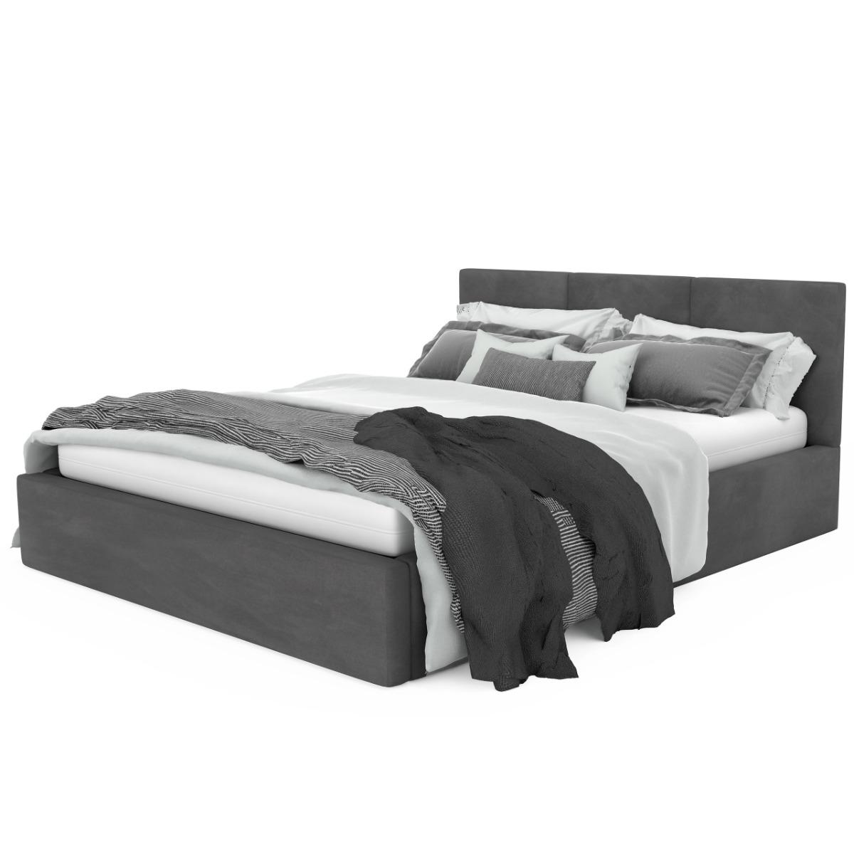 Łóżko tapicerowane do sypialni basic 120x200x88 cm podwójne grafitowe nr. 10