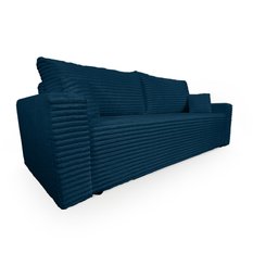 Kanapa rozkładana z funkcją spania 230x90x85 cm poduszki top gruby sztruks niebieska - Miniaturka zdjęcia nr 7