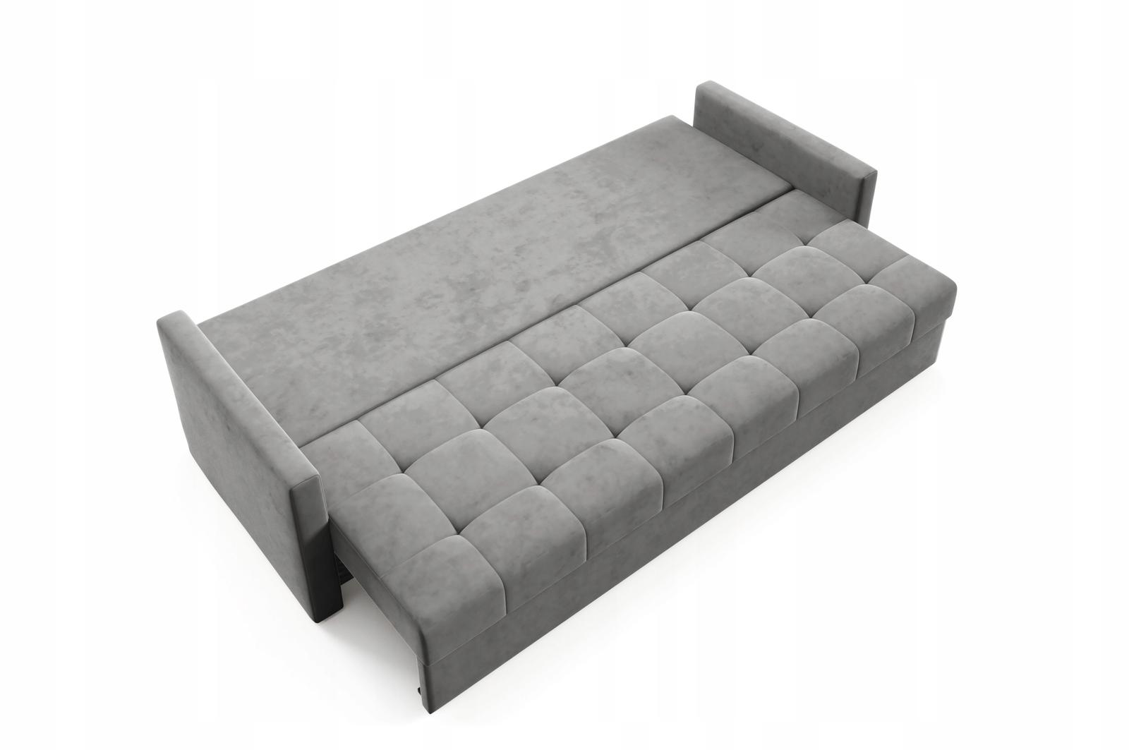 Kanapa IVIO 230x87x86 cm sofa z funkcją spania rozkładana velvet welur ciemnoszara do salonu nr. 7