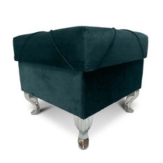 Pufa LUDWIK 45x45x43 cm glamour z kryształkami elegancka butelkowa zieleń do salonu - Miniaturka zdjęcia nr 3