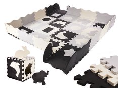 Puzzle piankowe mata kojec dla dzieci 36 elementów czarno-szare-ecru - Miniaturka zdjęcia nr 2