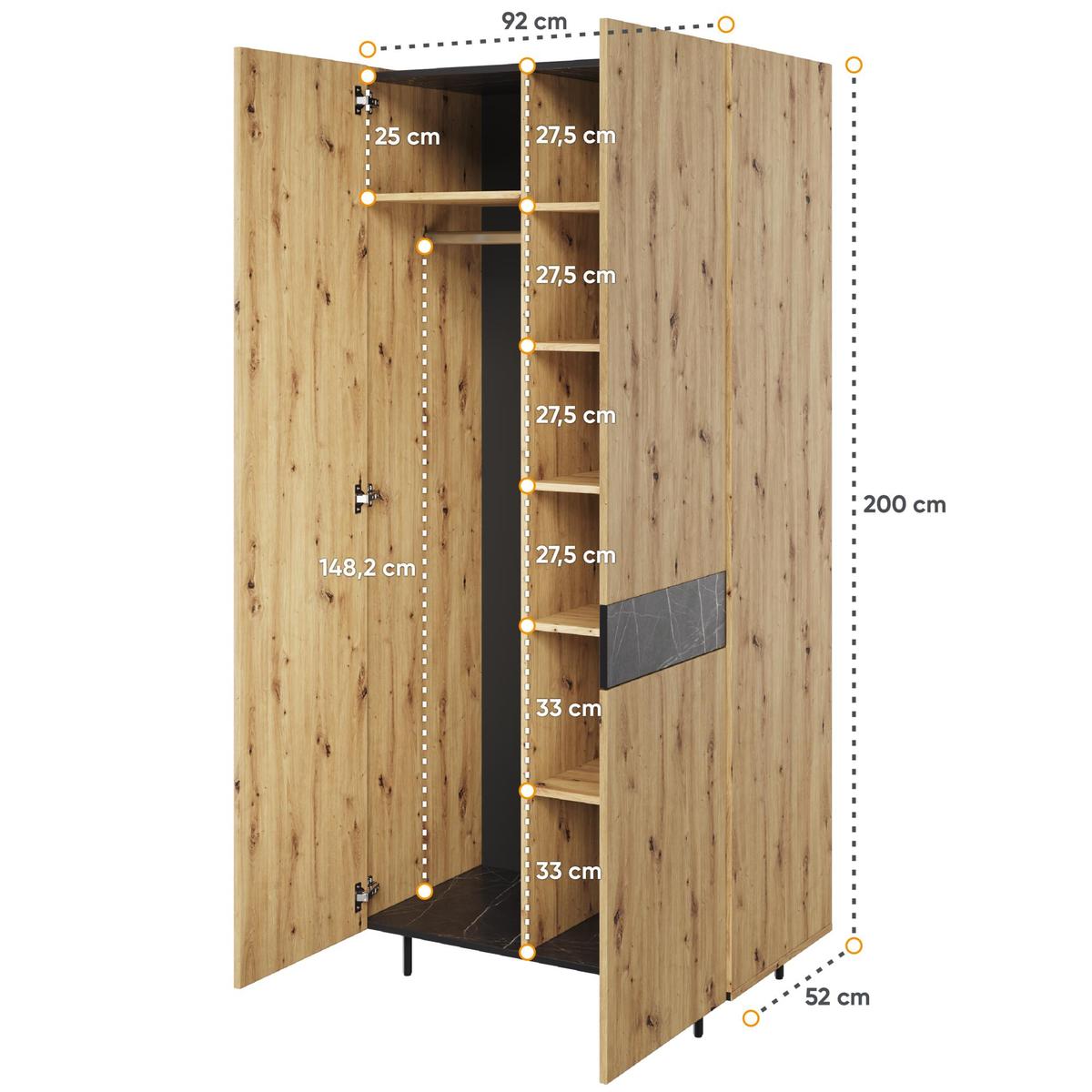 Szafa otwierana Marmo 92 cm do sypialni przedpokoju garderoby dąb nr. 4