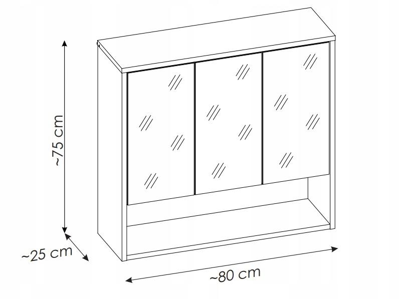 Szafka łazienkowa z lustrem BORNEO COSMOS 80x75x25 cm szary cosmos dąb artisan nr. 5