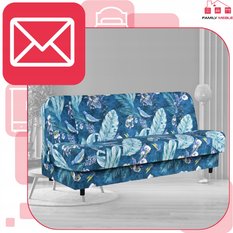 Wersalka SARA PRINT 200x95 cm niebieska liście rozkładana kanapa z pojemnikiem sofa do salonu Flowers - Miniaturka zdjęcia nr 3