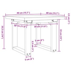 Stolik kawowy 40x40x35,5 cm z czworokątnymi nogami lite drewno sosnowe do salonu - Miniaturka zdjęcia nr 10