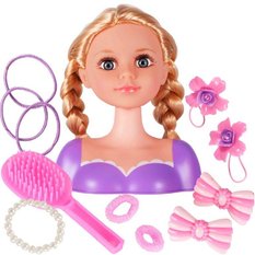 Głowa lalki do stylizacji fryzur z akcesoriami dla dzieci 20x17,5x9 cm