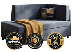 Sofa rozkładana dziecięca Viluś 106x75x80 cm narożnik jednoosobowy do pokoju z funkcją spania i przechowywania dla dzieci grafit