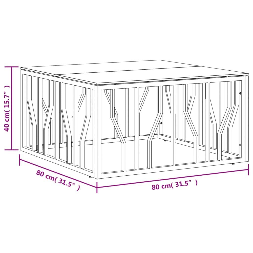 Stolik kawowy 80x80x40 cm do jadalni salonu stal nierdzewna szkło złoty nr. 6