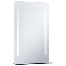  Lustro 60x80 cm do sypialni łazienki z LED z półką szkło aluminium srebrne - Miniaturka zdjęcia nr 1