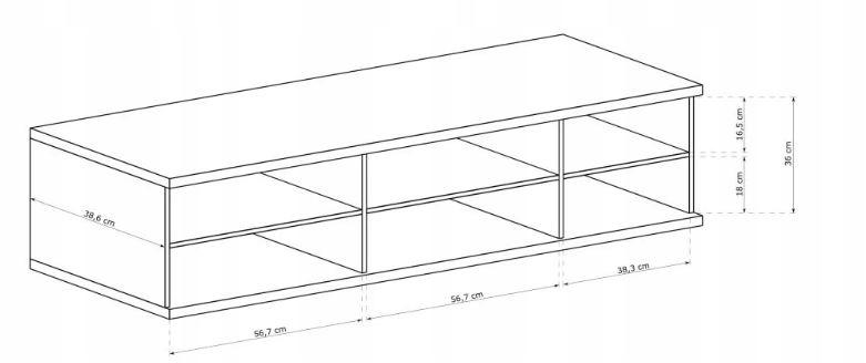 Szafka RTV 160,6x53,4 cm dąb artisan/czarny pod telewizor lamele metalowe nogi do salonu  nr. 6