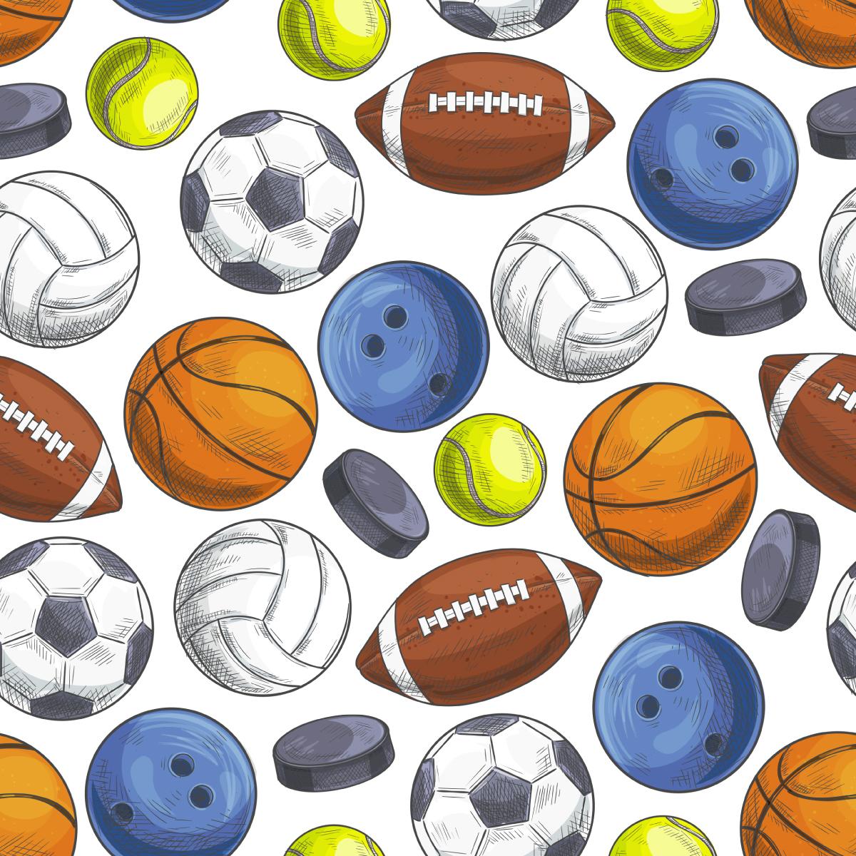 Tapeta Dziecięca Kolorowe Piłki HOKEJ Tenis Dekor  nr. 5