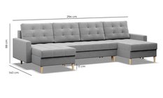 Narożnik w kształcie U ELMA 294x88x140 cm z leżankami rozkładany z funkcją spania sofa narożna czarna - Miniaturka zdjęcia nr 7