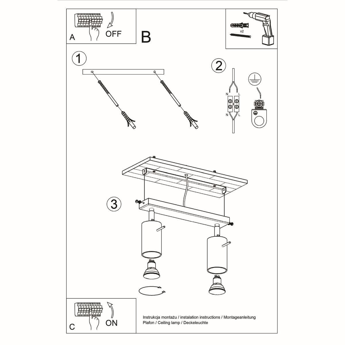 Plafon RING 2 chrom 16x6x30cm nowoczesna lampa GU10 do salonu  nr. 5