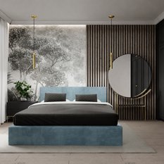 Łóżko tapicerowane do sypialni 180x200x88 cm podwójne z pojemnikiem basic morskie - Miniaturka zdjęcia nr 4