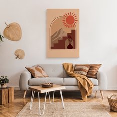 Obraz Do Salonu Góry Krajobraz Słońce Styl Boho Abstrakcja 80x120cm - Miniaturka zdjęcia nr 3