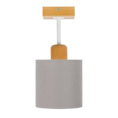 Lampa sufitowa 15 x 15 x 31 cm jednopunktowy spot z drewna gwint E27 szara do salonu - Miniaturka zdjęcia nr 3