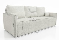 Kanapa Dalia 90x207x93 cm z funkcją spania do salonu rozkładana lambi kremowa - Miniaturka zdjęcia nr 7